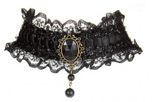 Unique Black Victorian Burlesque Gothic Style Black Lace Choker